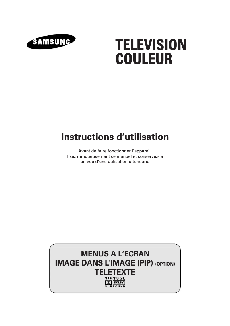 Page 1 de la notice Manuel utilisateur Samsung WS-32Z68P