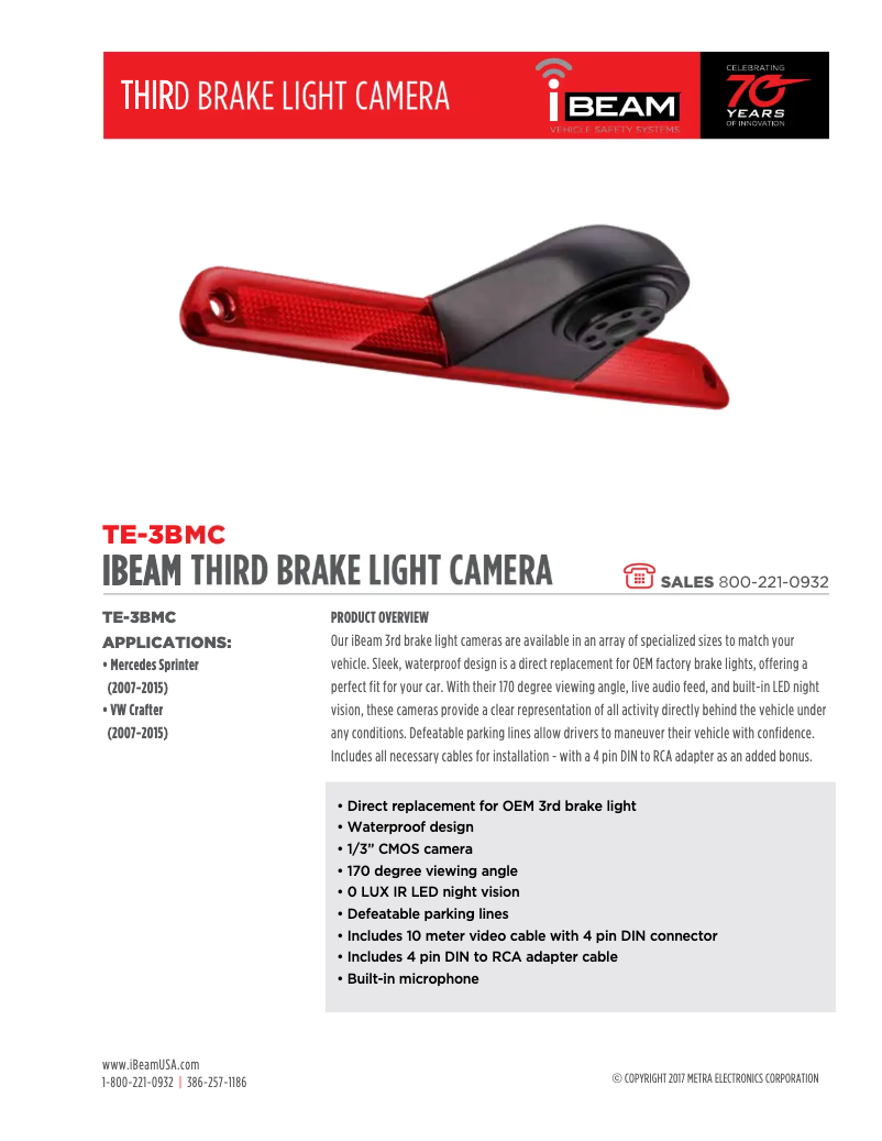 Page 1 de la notice Fiche technique Metra TE-3BMC