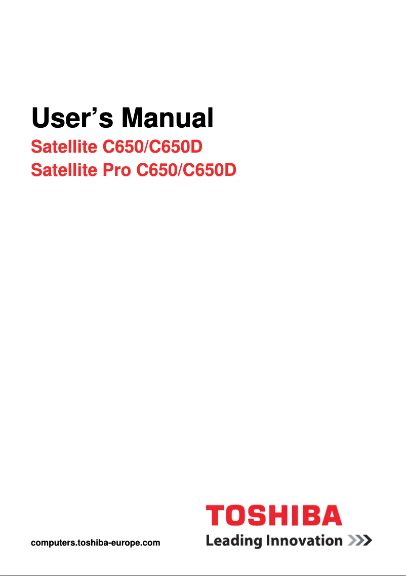 Page 1 de la notice Manuel utilisateur Toshiba Satellite Pro C650D