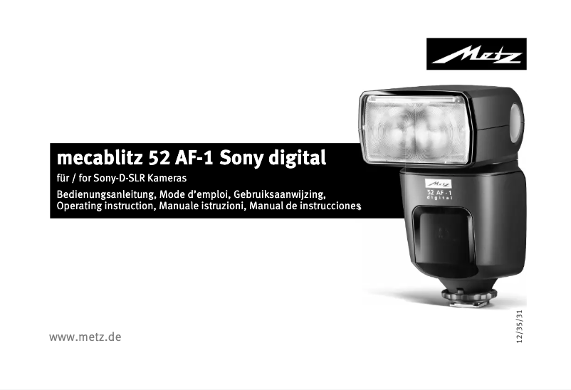Imagen de la primera página del manual del dispositivo Mecablitz 52 AF-1 Sony digital