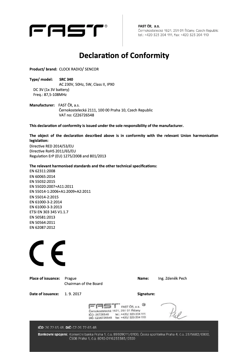 Page 1 de la notice Manuel utilisateur Sencor SRC 340