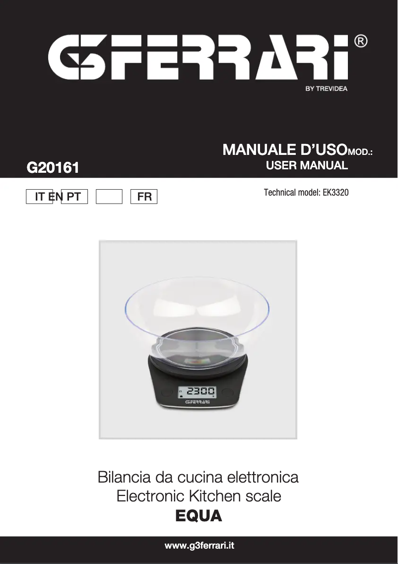 Image de la première page du manuel de l'appareil Equa G20161