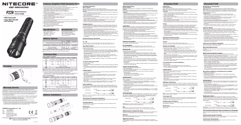 Page n°1 - Manuel utilisateur Nitecore P22R