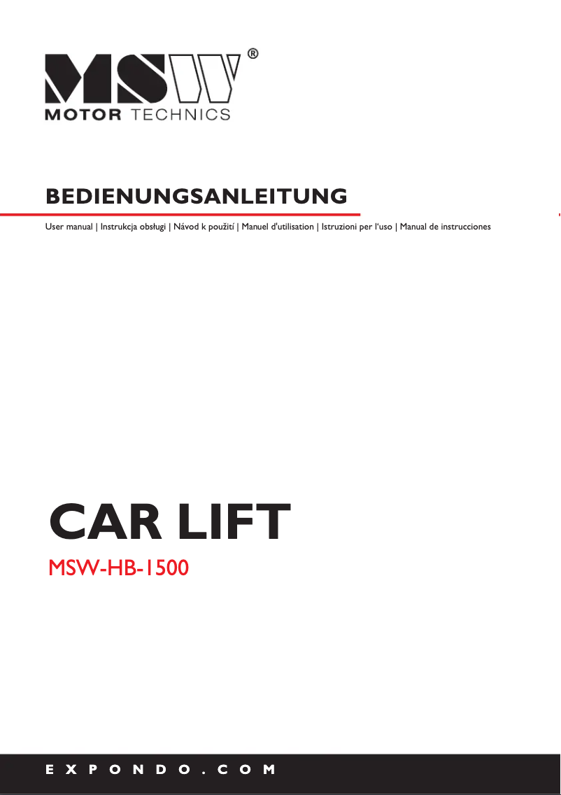 Image de la première page du manuel de l'appareil MSW-HB-1500