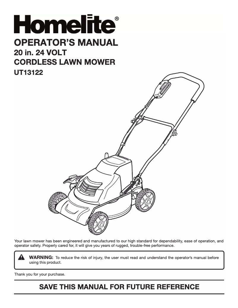 Page n°1 - Manuel utilisateur Homelite UT13122
