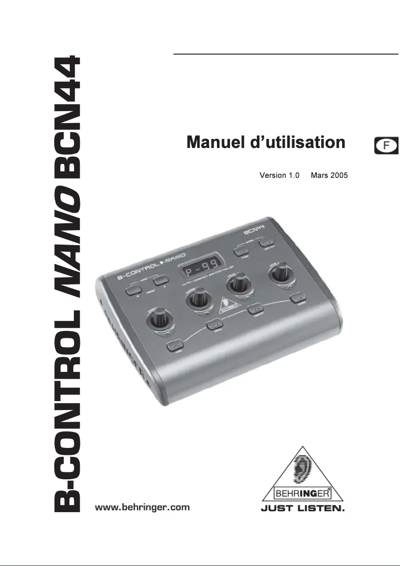 Page 1 de la notice Manuel utilisateur Behringer B-Control Nano BCN44