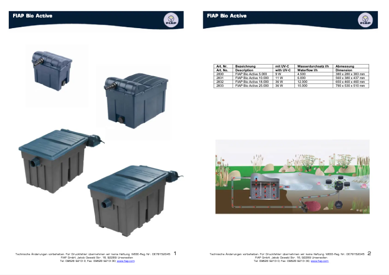Página 1 del manual Manual de usuario Fiap Bio Active 18.000
