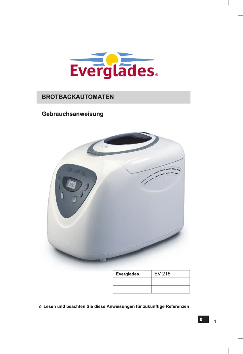 Page 1 de la notice Manuel utilisateur Everglades EV 215