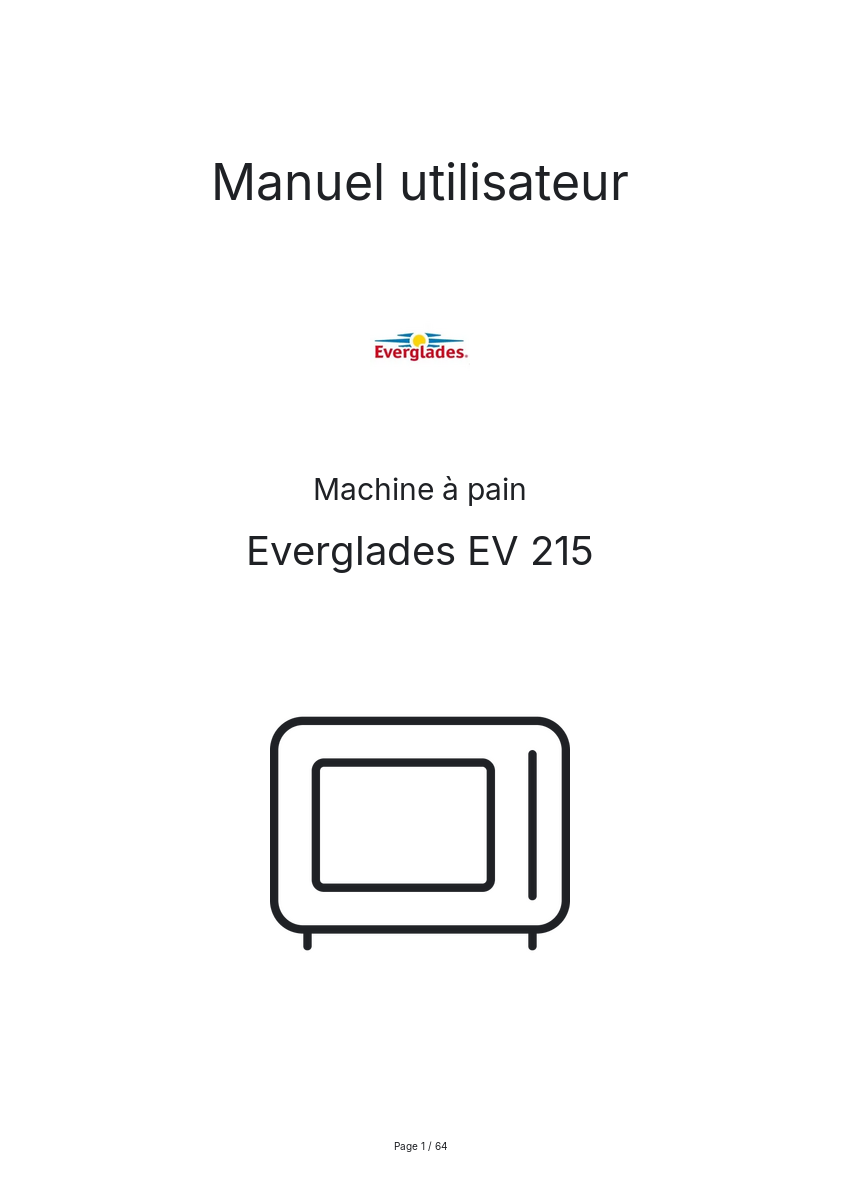 Image de la première page du manuel de l'appareil EV 215