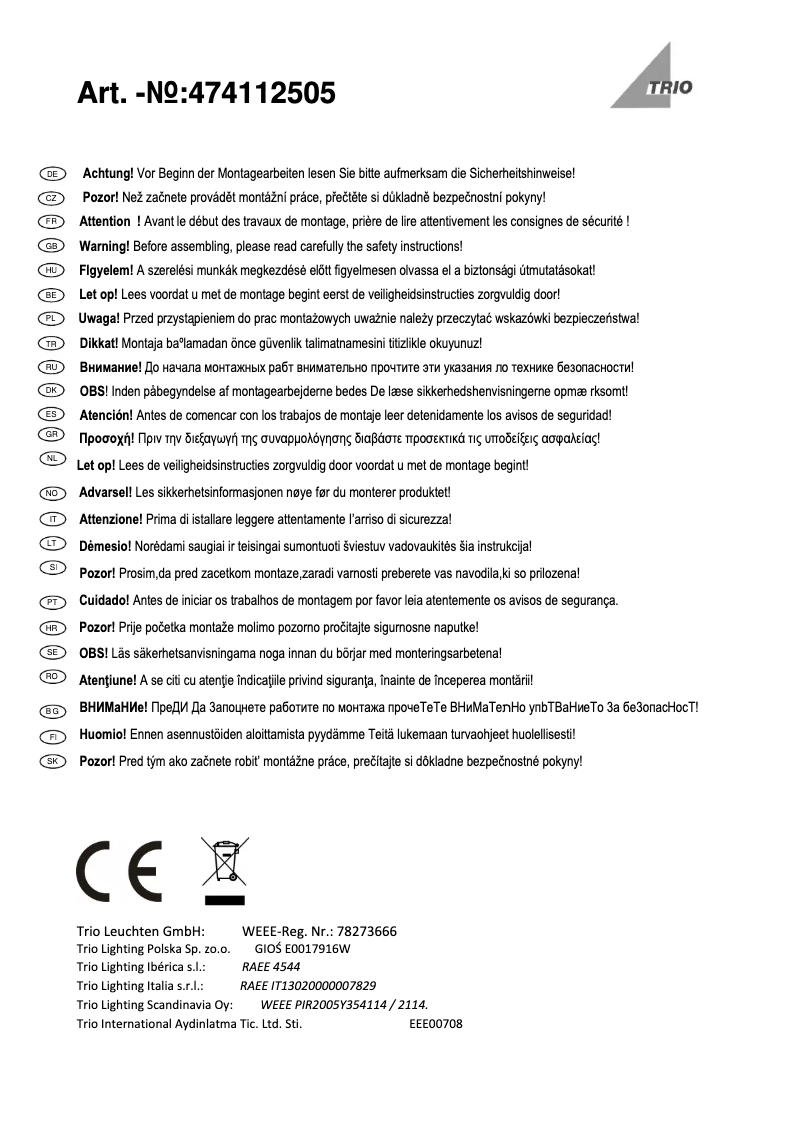 Image de la première page du manuel de l'appareil Marius 474112505