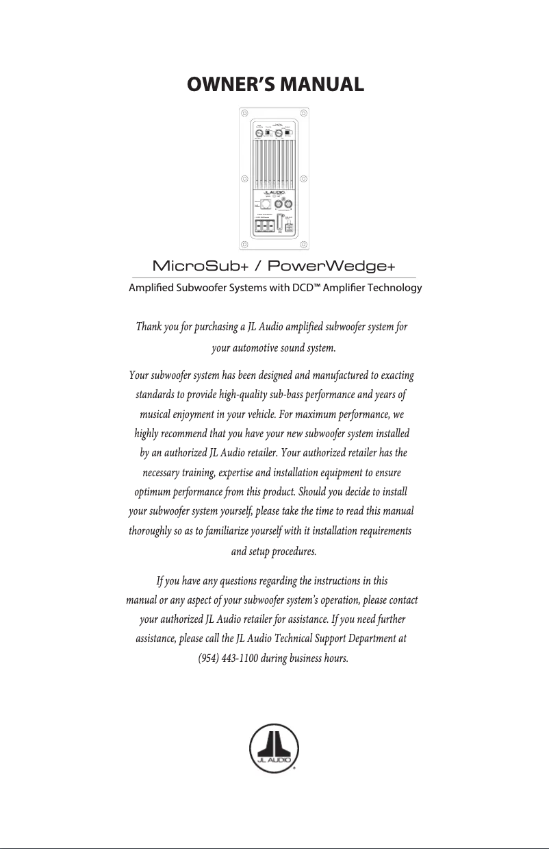Page 1 de la notice Manuel utilisateur JL Audio PowerWedge+