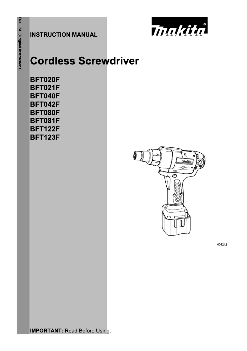 Page 1 de la notice Manuel utilisateur Makita BFT081FZ