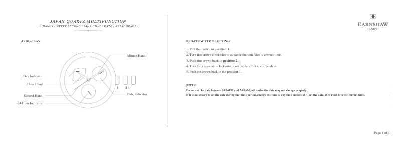 Page n°1 - Manuel utilisateur Earnshaw Cornwall ES-8060-06