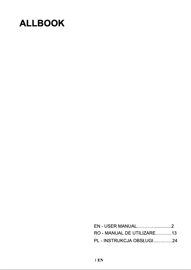 Image de la première page du manuel de l'appareil AllBook i