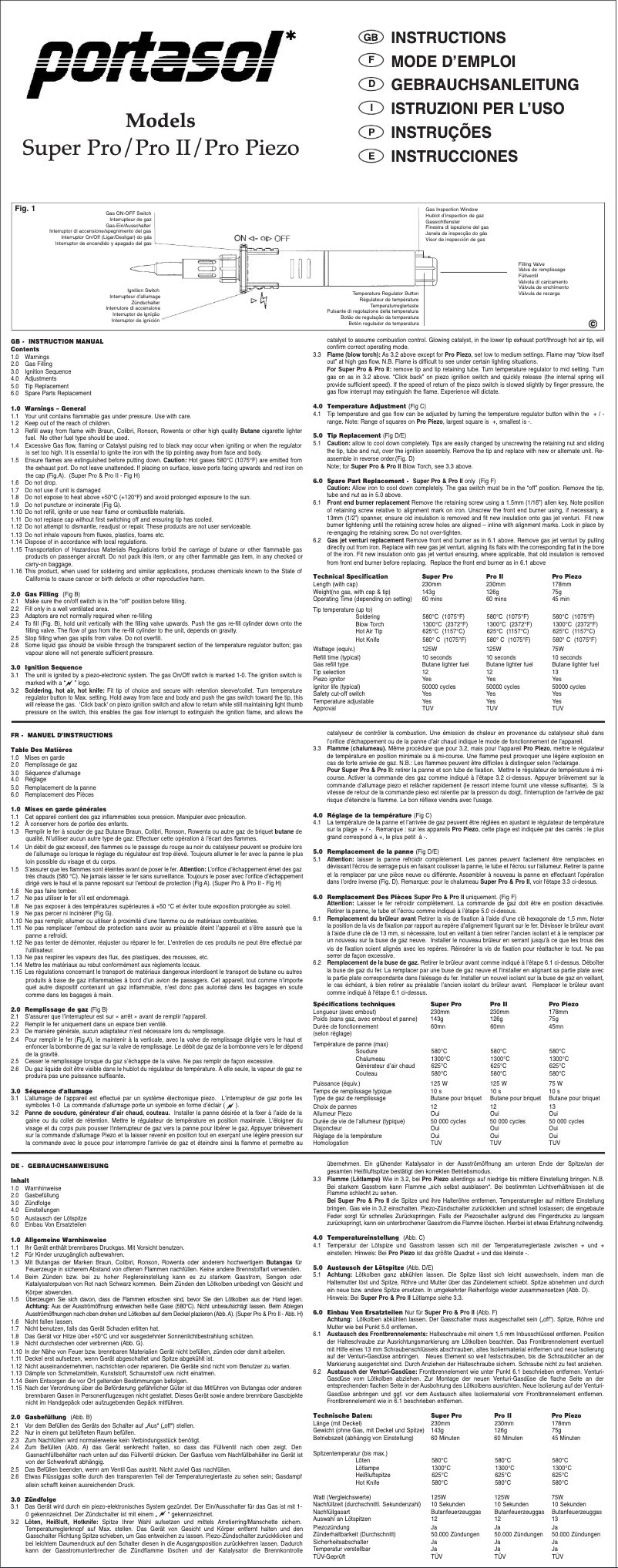 Image de la première page du manuel de l'appareil Super Pro