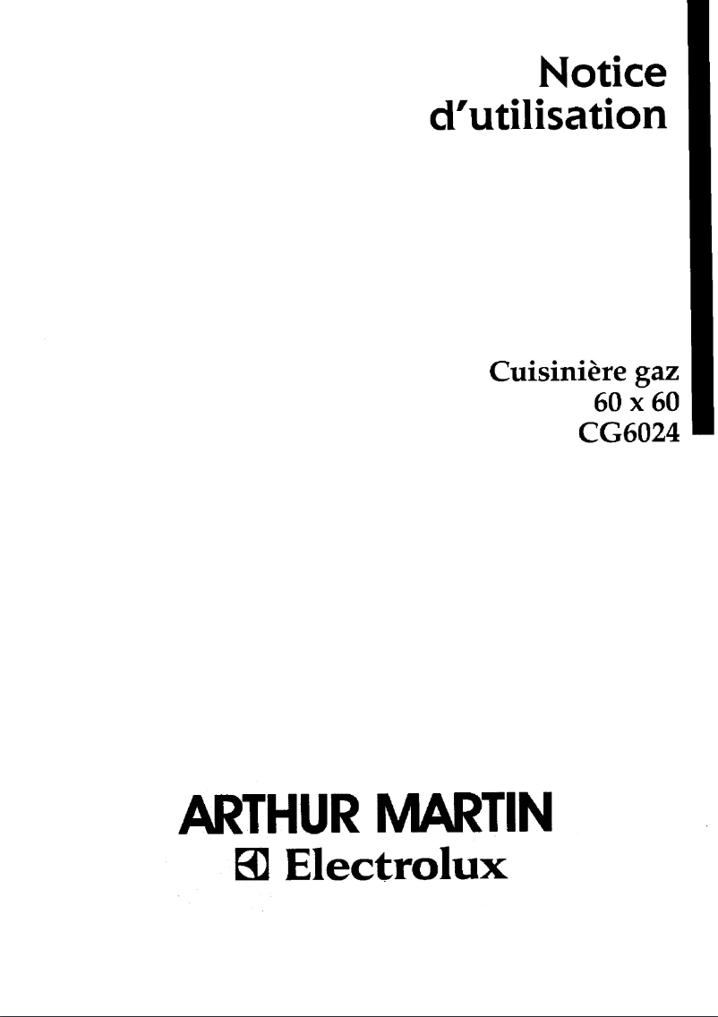 Page n°1 - Manuel utilisateur Arthur Martin-Electrolux CG6024W1