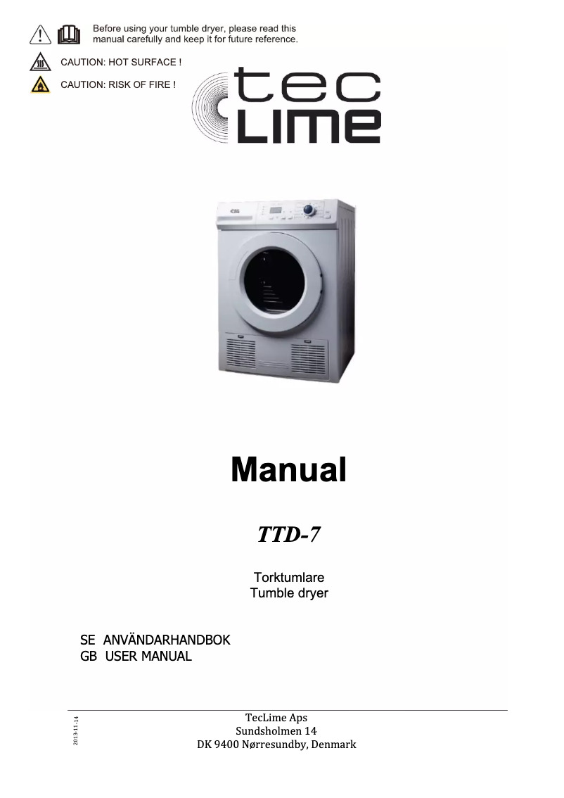 Image de la première page du manuel de l'appareil TTD-7