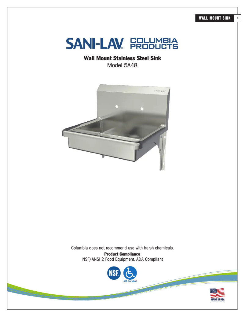Page n°1 - Manuel utilisateur Sani-Lav 5A48