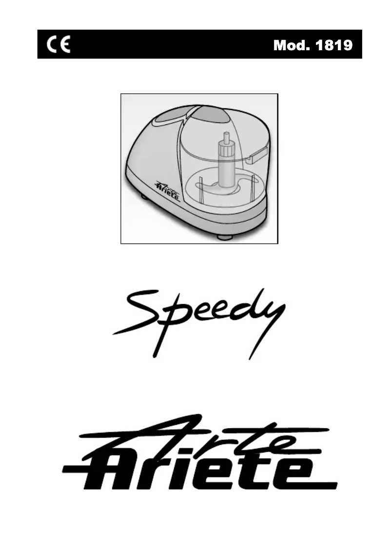 Page 1 de la notice Manuel utilisateur Ariete Speedy