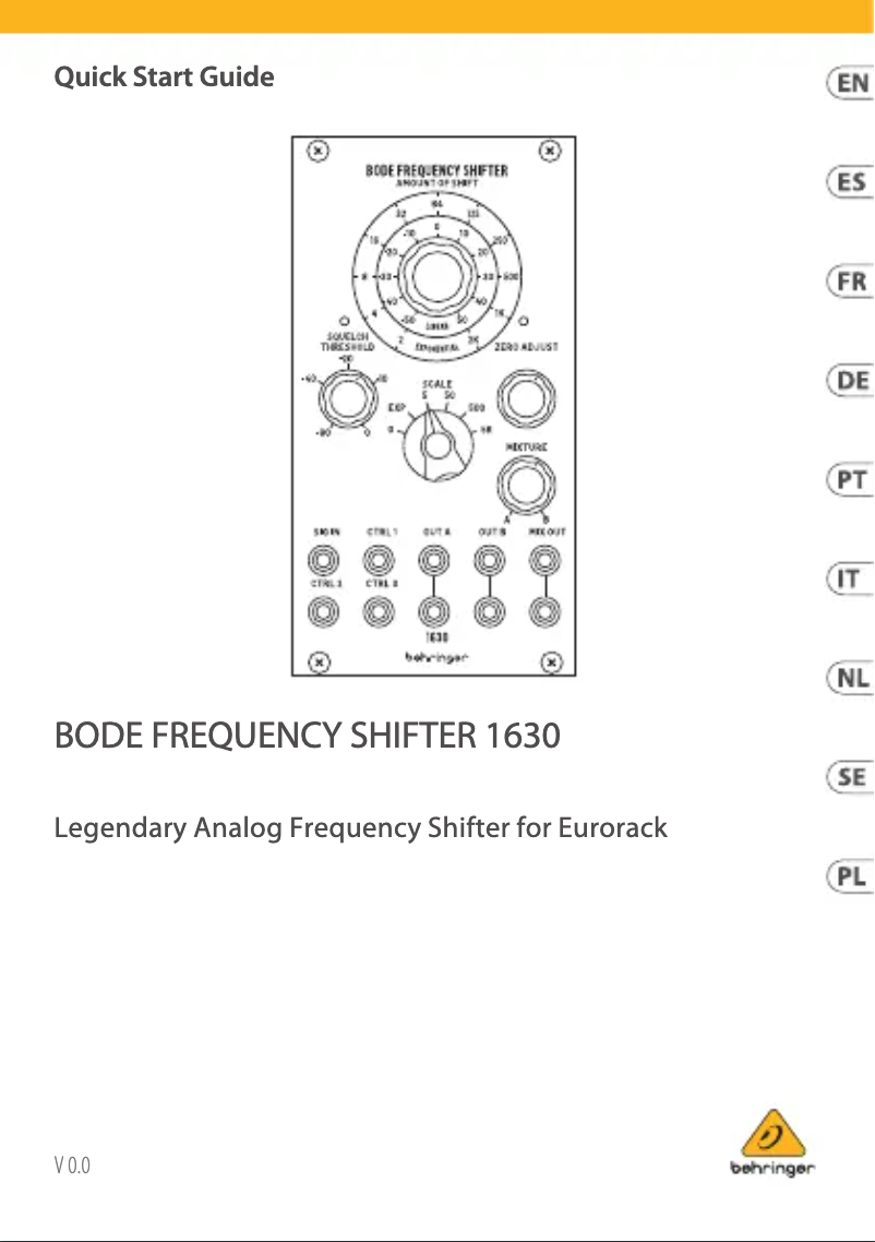 Page 1 de la notice Manuel utilisateur Behringer Bode Frequency Shifter 1630