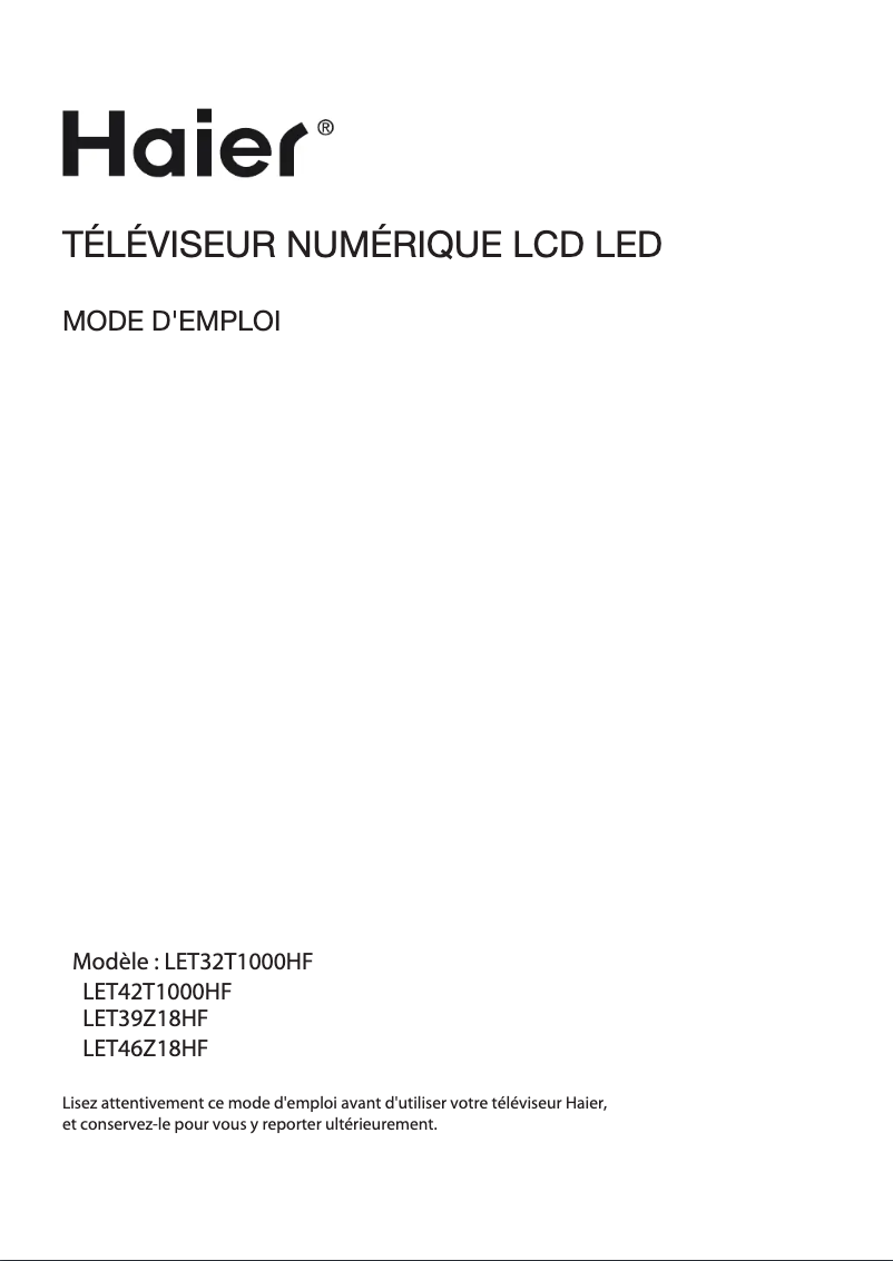 Page 1 of the manual User Manual Haier LET46Z18HF