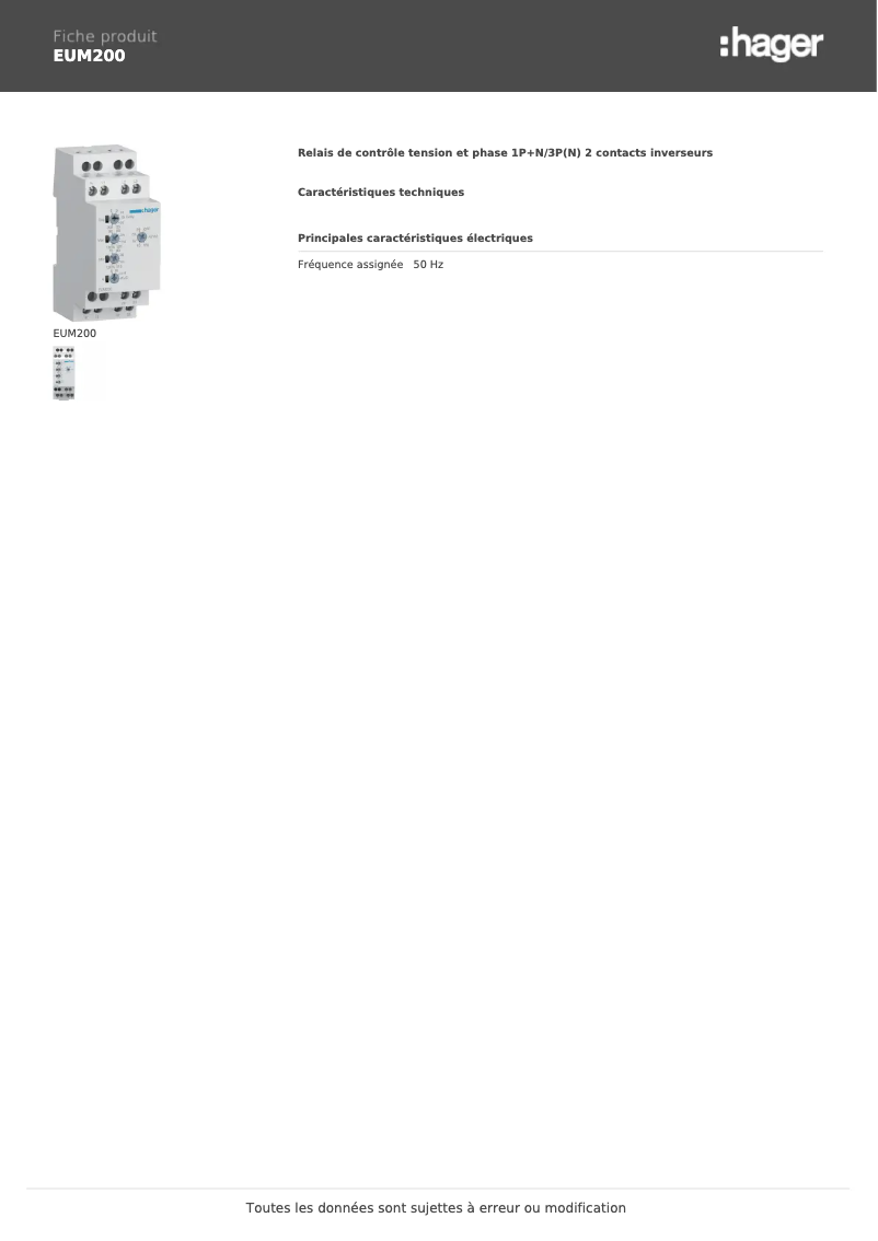 Image de la première page du manuel de l'appareil EUM200