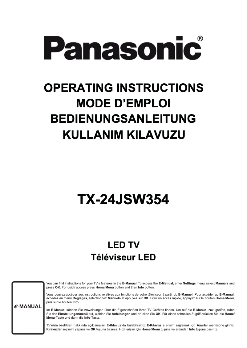 Page 1 of the manual User Manual Panasonic TX-24JSW354