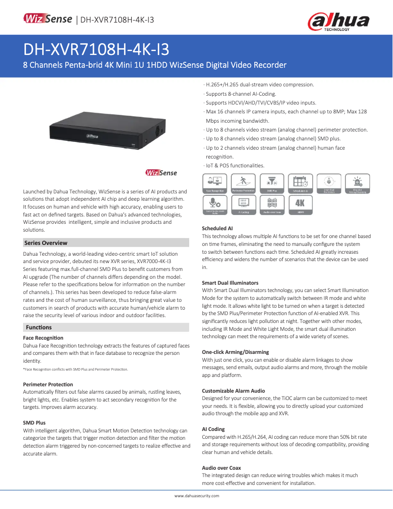 Image de la première page du manuel de l'appareil XVR7108H-4K-I3