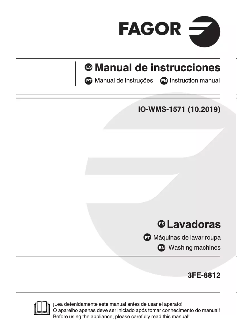 Página 1 del manual Manual de instrucciones Fagor 3FE-8812