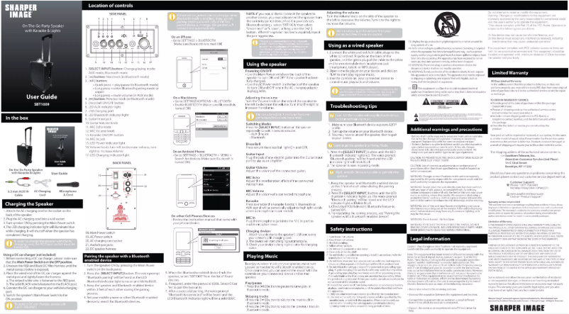 Image de la première page du manuel de l'appareil SBT1009