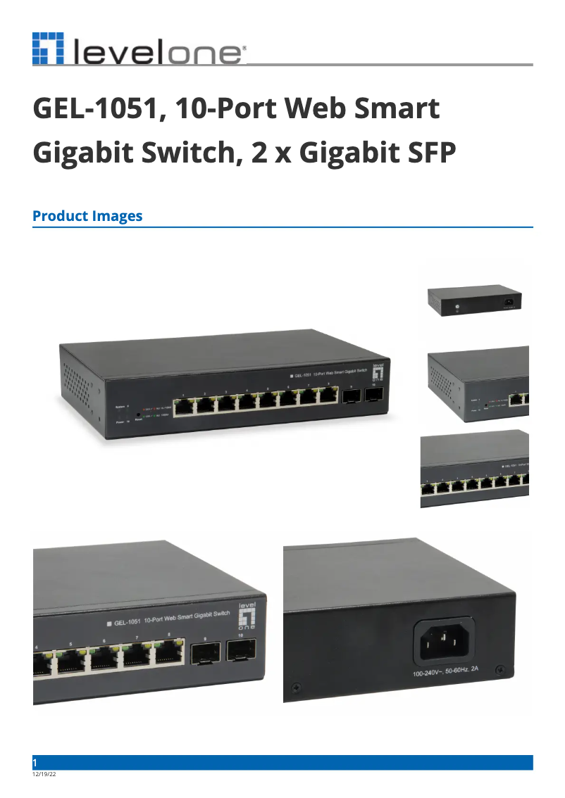 Page 1 de la notice Fiche technique LevelOne GEL-1051