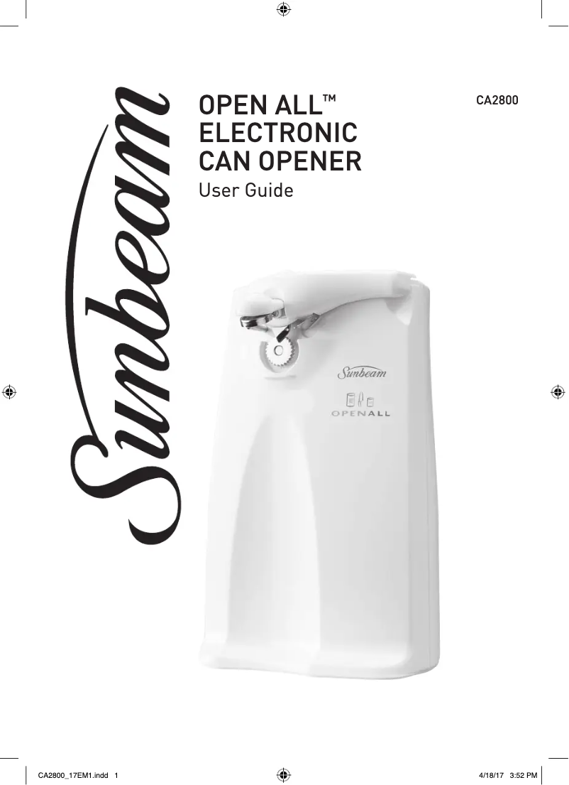 Page n°1 - Manuel utilisateur Sunbeam Open All CA2800