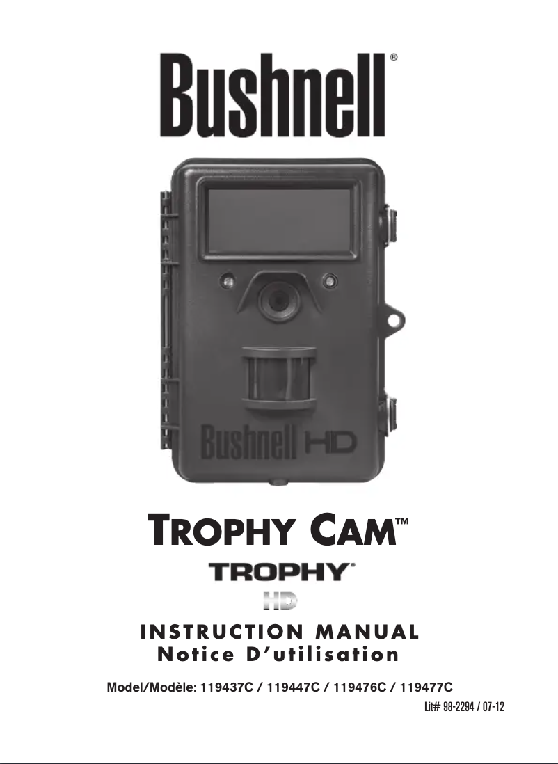 Image de la première page du manuel de l'appareil Trophy Cam  Trophy HD 119477C