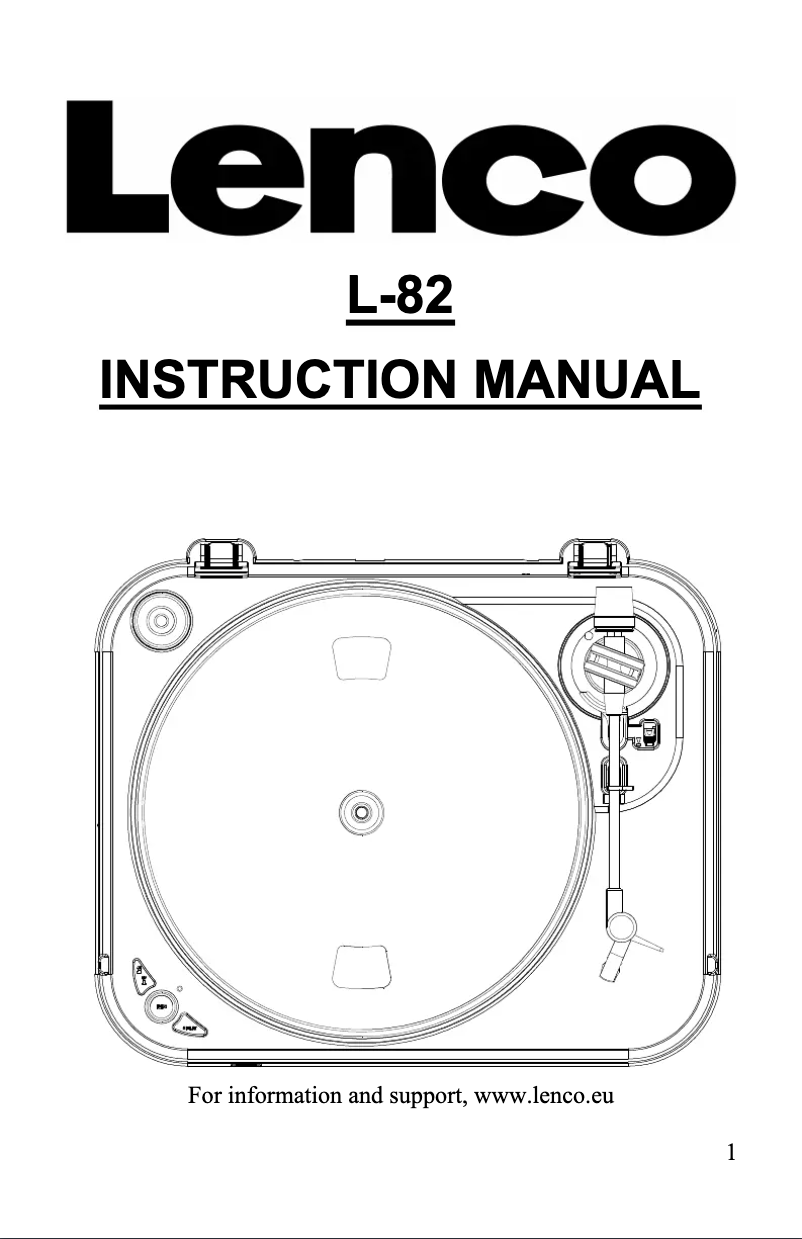 Page 1 de la notice Manuel utilisateur Lenco L-82