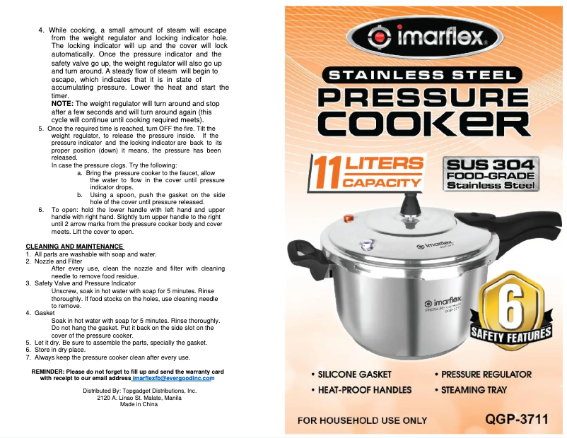 Image de la première page du manuel de l'appareil QGP-3711