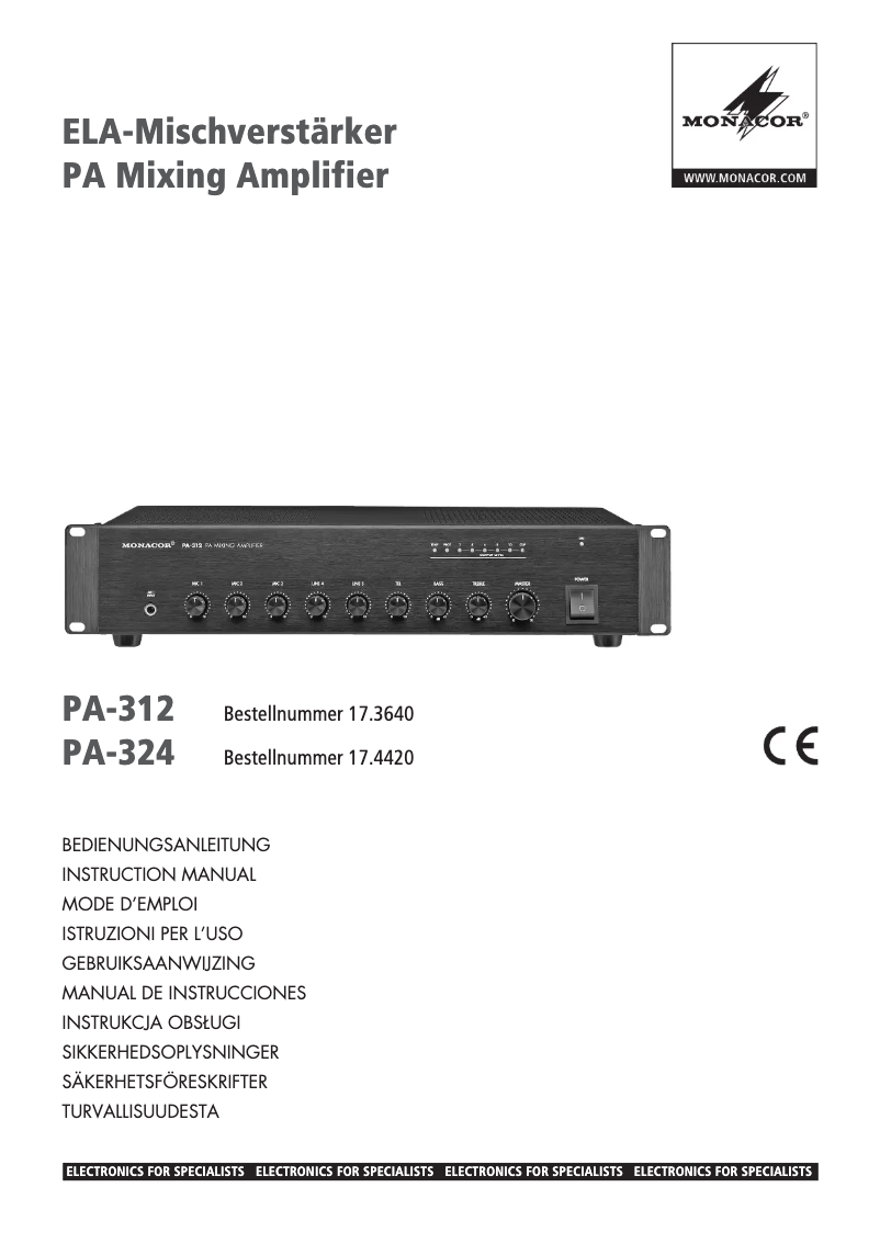 Image de la première page du manuel de l'appareil PA-312DMP
