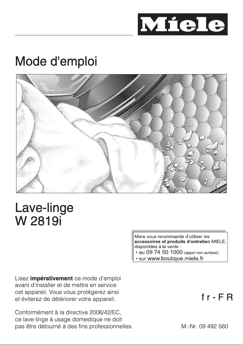 Page 1 de la notice Manuel utilisateur Miele W 2819i WPM