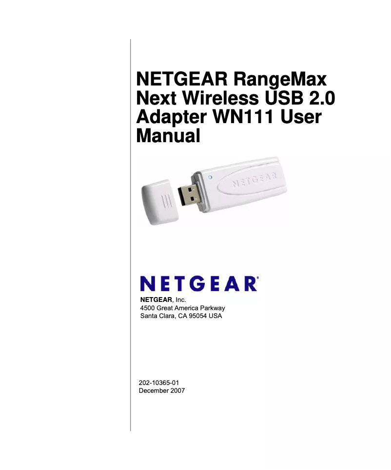 Page 1 de la notice Manuel utilisateur Netgear WN111