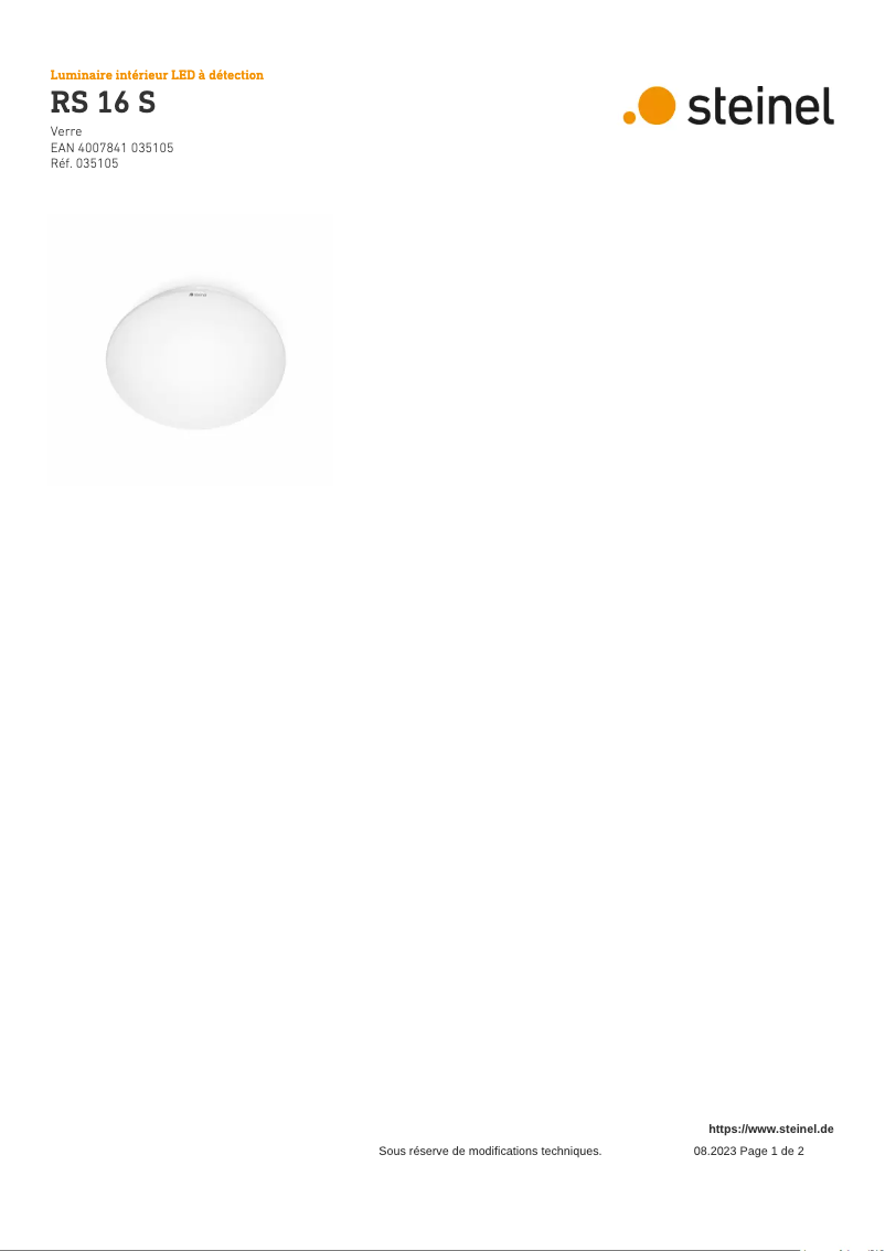 Page 1 de la notice Schéma de câblage Steinel RS 16 S