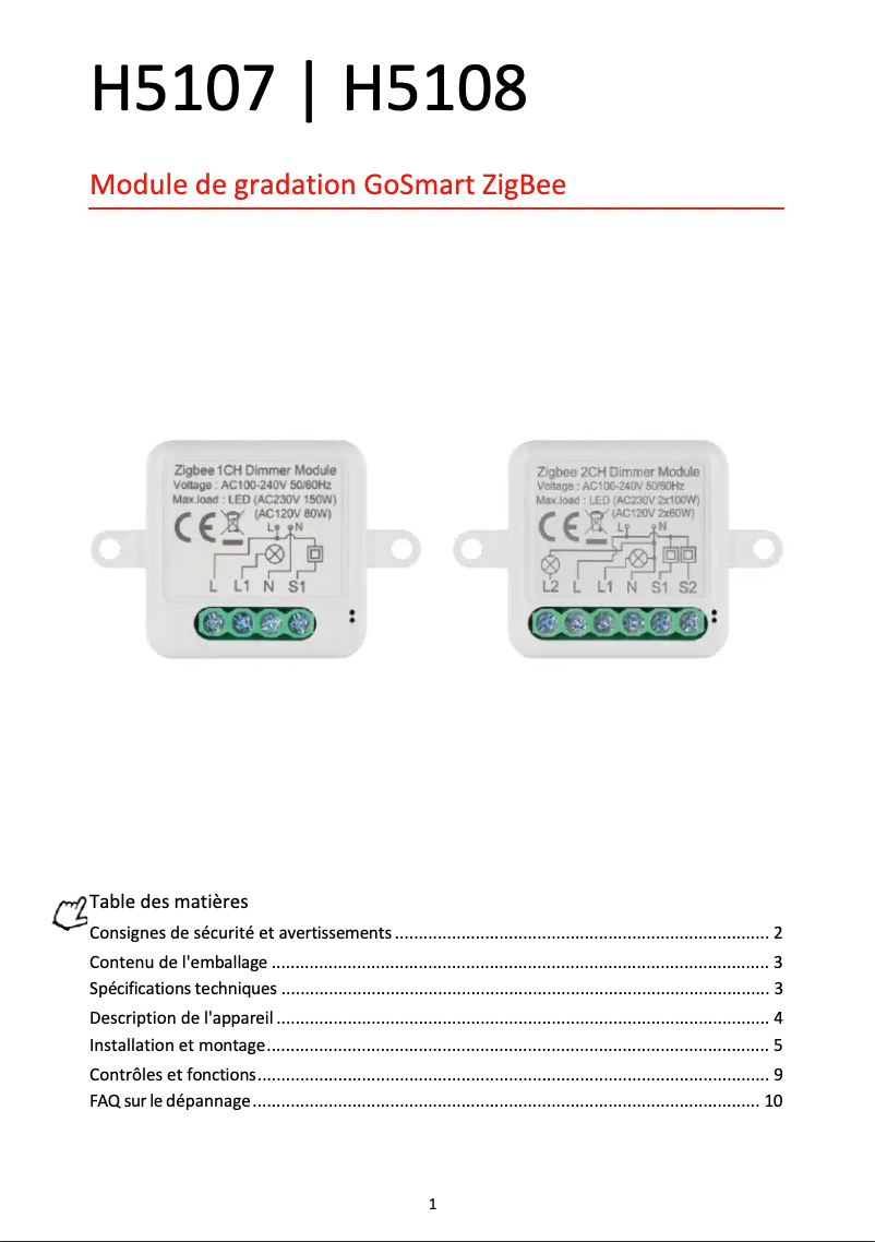 Page 1 de la notice Manuel utilisateur Emos H5107