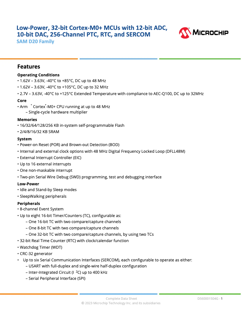 Image de la première page du manuel de l'appareil ATSAMD20G16