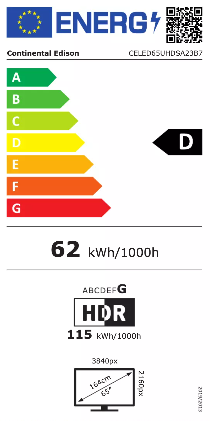 Page 1 de la notice Manuel utilisateur Continental Edison CELED65UHDSA23B7
