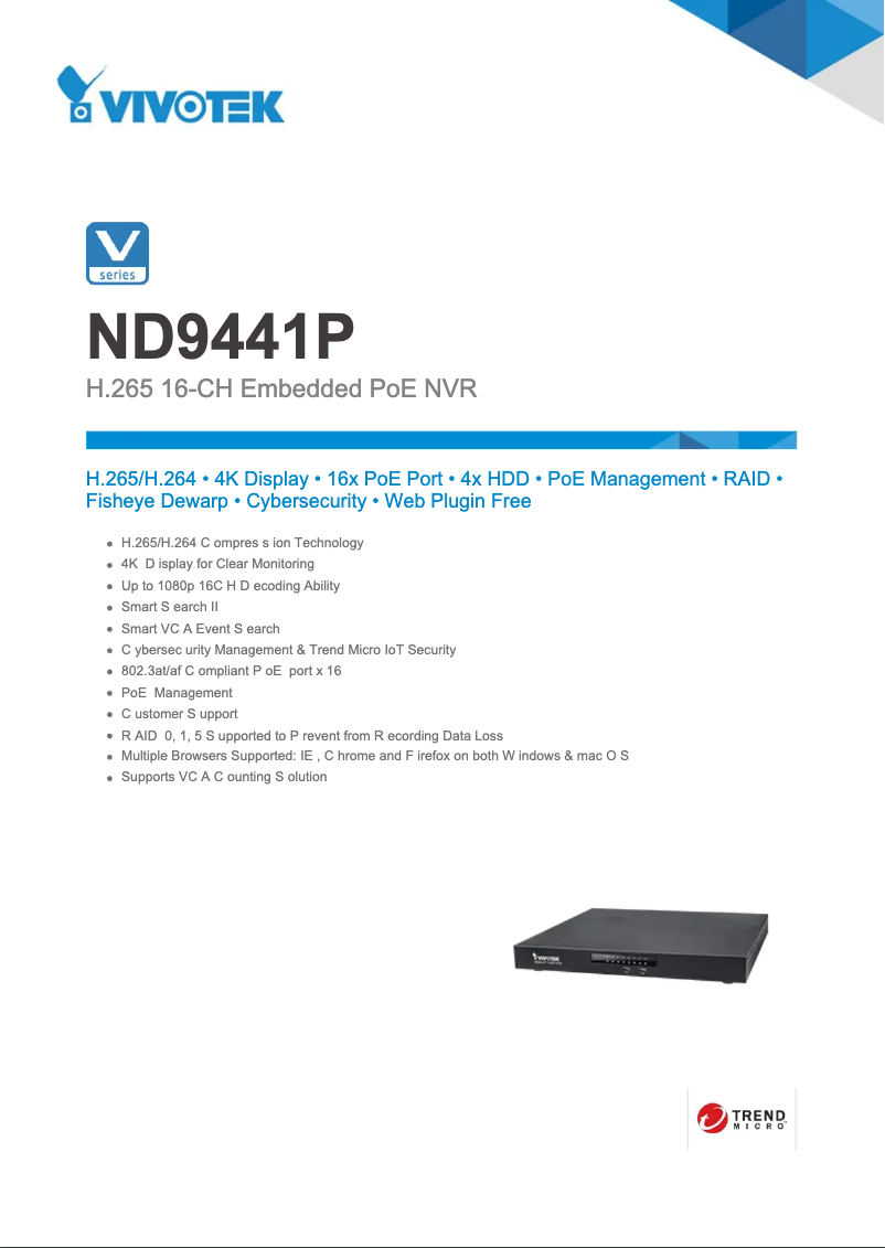 Page n°1 - Fiche technique Vivotek ND9441P