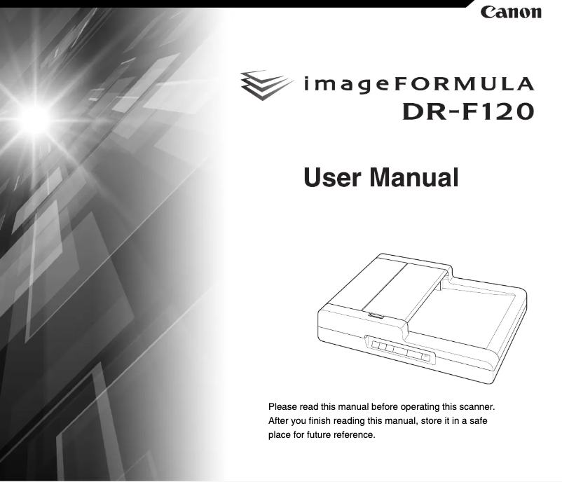 Image de la première page du manuel de l'appareil ImageFORMULA DR-F120