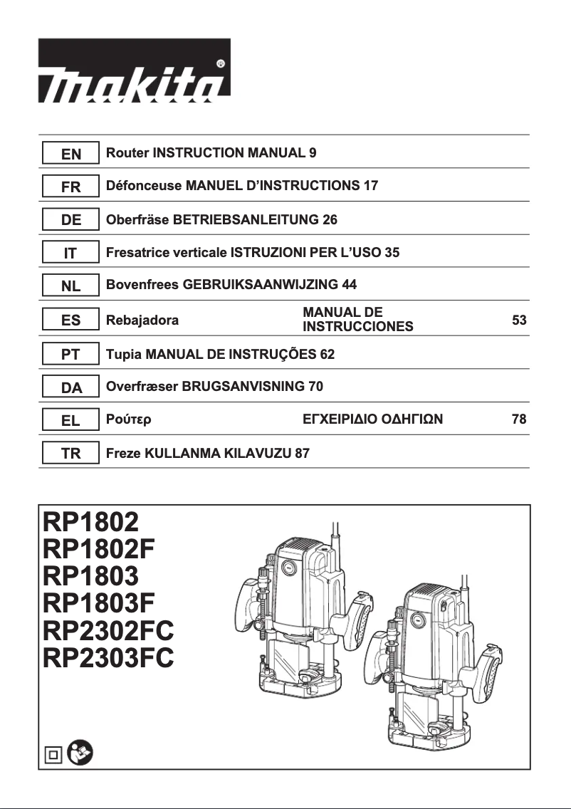 Page n°1 - Manuel utilisateur Makita RP1803