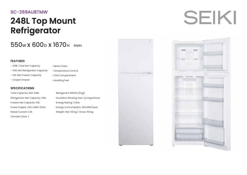 Página 1 del manual Ficha técnica Seiki SC-269AU8TMW