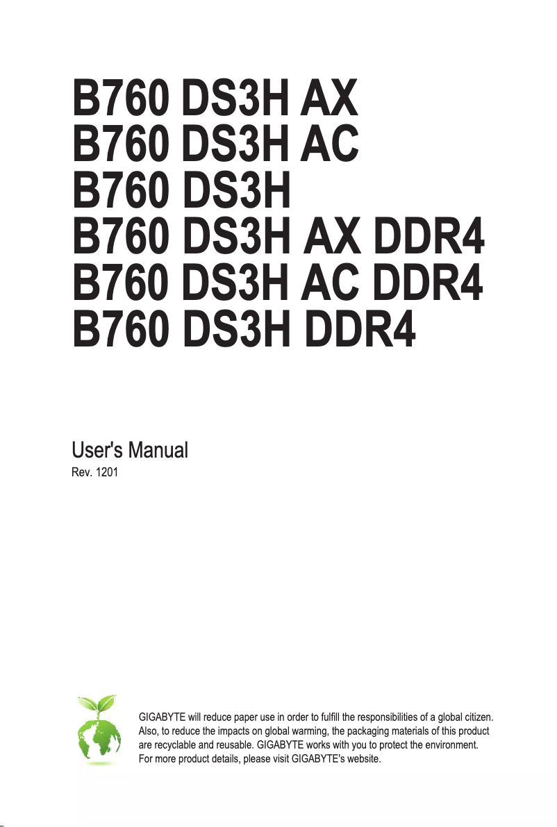 Imagen de la primera página del manual del dispositivo B760 DS3H AC