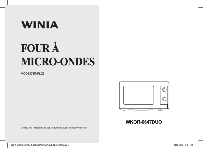 Page n°1 - Manuel utilisateur Winia WKOR-6647DUO