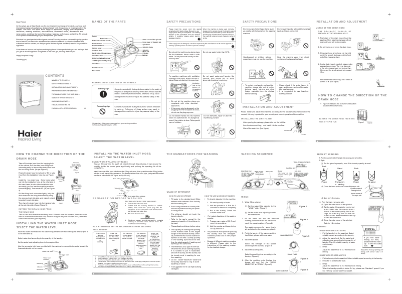 Page 1 de la notice Manuel utilisateur Haier XPB68-116S