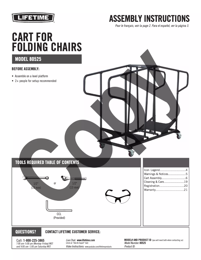 Page 1 de la notice Manuel utilisateur Lifetime 80525